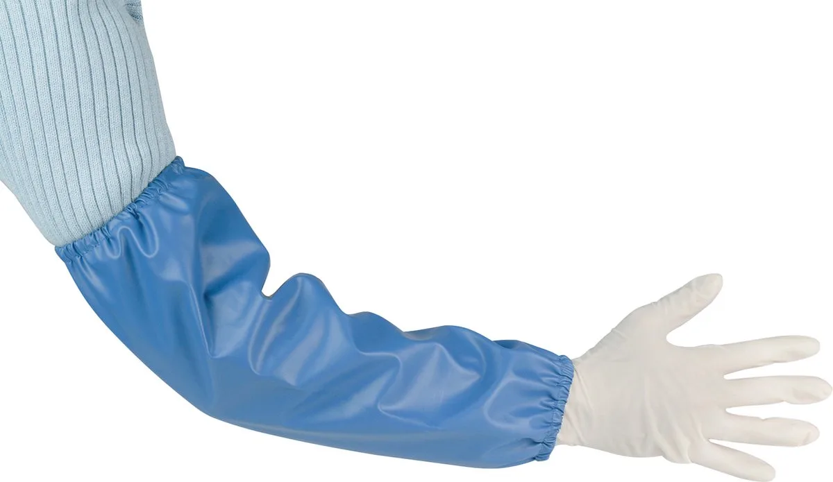 Excellent Melkmouw - PVC 100% - Bescherming van de arm - Hoge kwaliteit - Waterdicht met elastieken band van Holland Animal Care in Blauw – productfoto