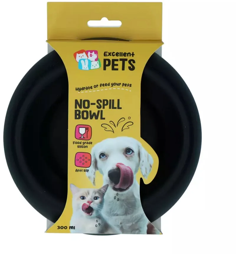 Excellent Pets Anti-knoei Voer- en Drinkbak Hond en Kat - 800 ml - Voerbak met Antislip - S - Morsbestendige Rand - Siliconen Drinkbak - Antraciet by Holland Animal Care in Grey – product photo