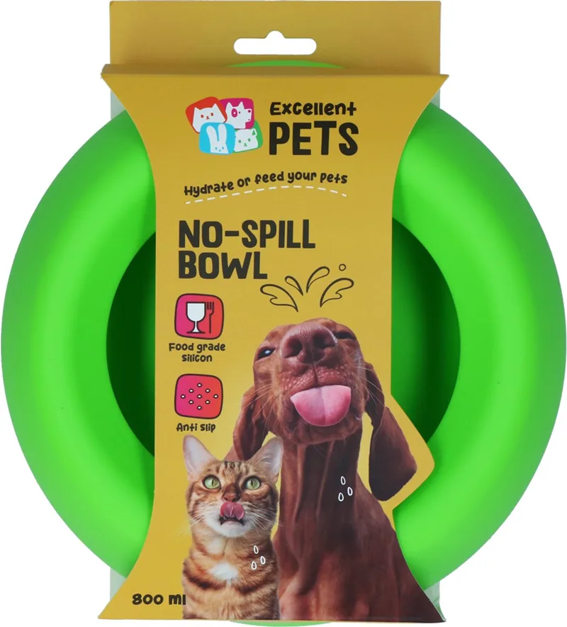 Excellent Pets Anti-knoei Voer- en Drinkbak Hond en Kat - 800 ml - Voerbak met Antislip - M - Morsbestendige Rand - Siliconen Drinkbak von Holland Animal Care in Grün – Produktfoto