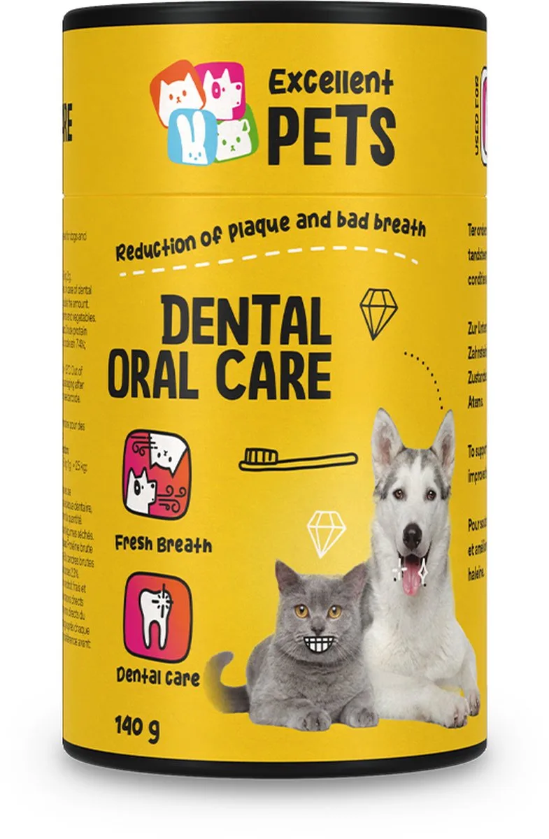 Excellent Pets Dental Care Hond & Kat 140 gr - Gebitverzorging - Tandpasta vervanger - Frisse Adem, Gezond Tandvlees en Tegen Tandsteen en Tandplak - Dental Oral Care fra Holland Animal Care – produktbillede