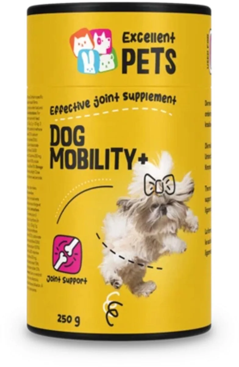 Excellent Pets Dog Mobility Plus 250 gr - Honden supplementen - Gewrichten Hond - Glucosamine, Visolie, MSM - Ter ondersteuning van de pezen, kraakbeen, banden en gewrichten von Holland Animal Care – Produktfoto