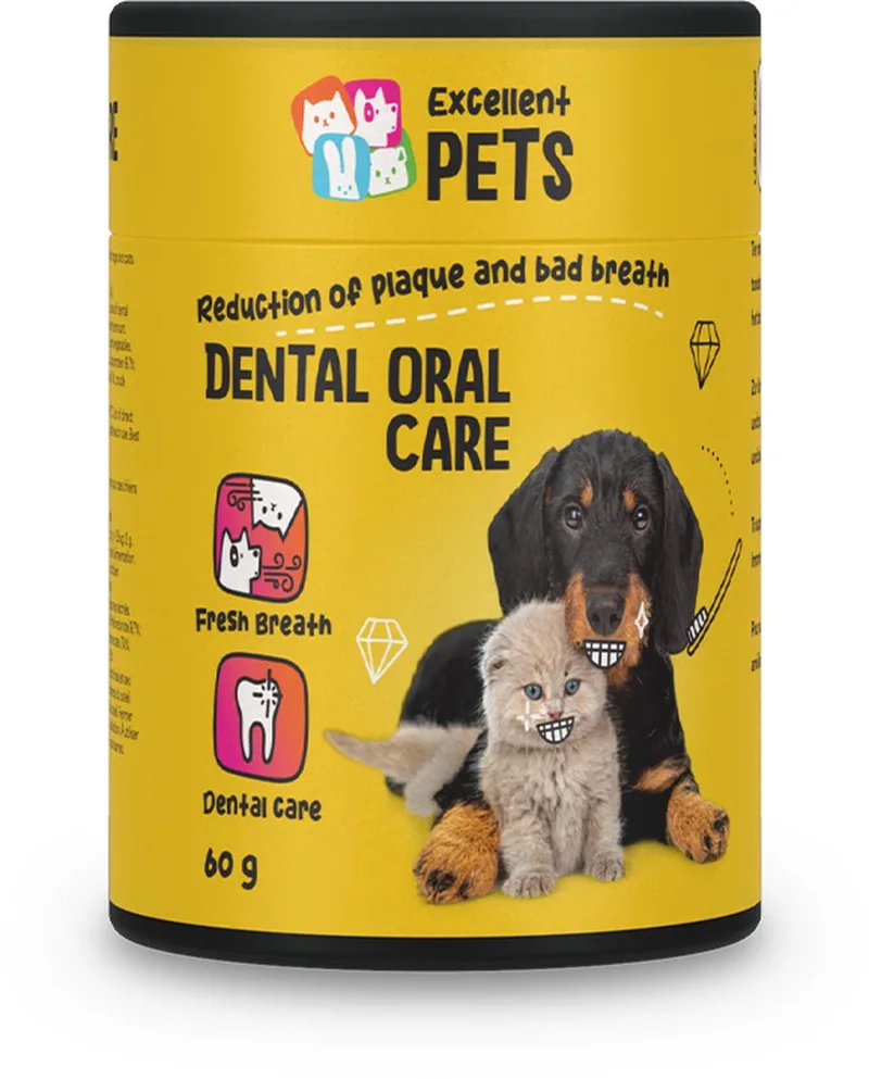 Excellent Pets Tandpasta Huisdieren 60 gr - Geschikt voor Hond en Kat - Poeder - Gebitsverzorging voor dieren - Mondconditie - Dental Oral Care de Holland Animal Care – photo produit