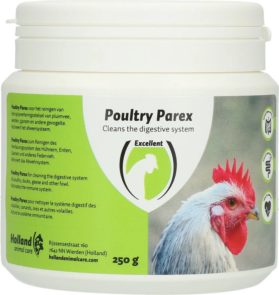 Excellent Poultry Parex - Darmflora - Darmhygiëne - Verbetering darmbalans - Gezonde maag - 250 gram de Holland Animal Care – photo produit