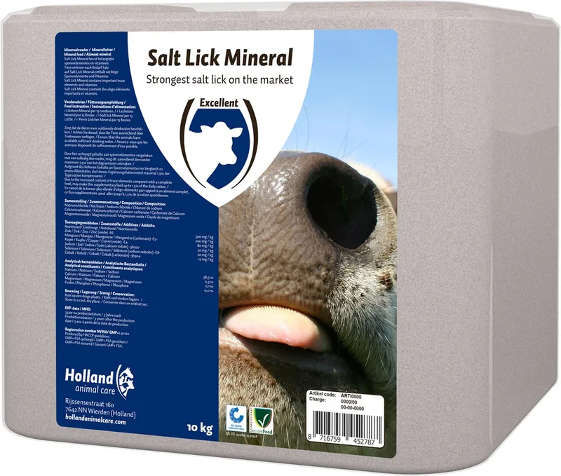 Excellent Salt Lick Mineral - 10 kg - Zout Liksteen - Natuurlijke mineralen - Geschikt voor rundvee by Holland Animal Care – product photo