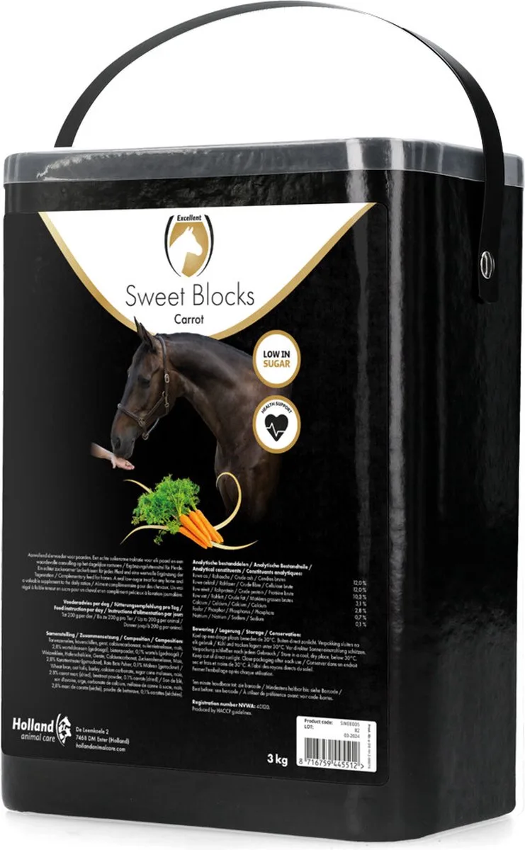 Excellent Sweet Carrot Blocks - Paardensnoepjes - Paarden - Wortel - 3 kg by Holland Animal Care – product photo