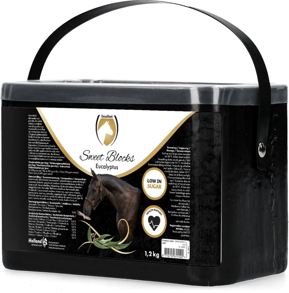 Excellent Sweet Eucalypta Blocks - De gezonde en smakelijke traktatie of beloning voor het paard - Geschikt voor paarden - Eucalyptus - 1,2 kg by Holland Animal Care – product photo