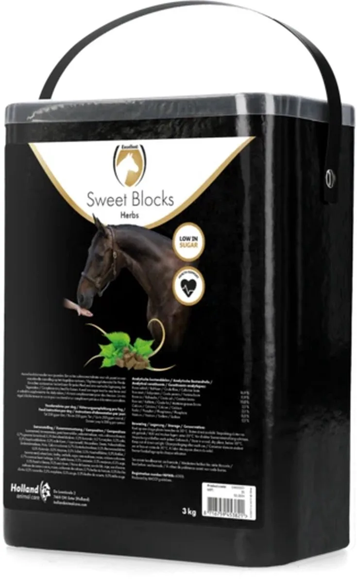 Excellent Sweet Herbs Blocks - De gezonde en smakelijke traktatie of beloning voor het paard - Geschikt voor paarden - Kruiden - 3 kg de Holland Animal Care – photo produit