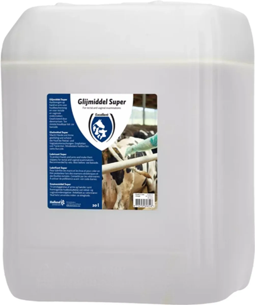 Excellent Veterinair Glijmiddel Dieren 20L - Voor verlossing en interne onderzoeken bij lammeren, kalveren, veulens en biggen – Geschikt voor rectaal onderzoek bij koeien en paarden de Holland Animal Care en 20 Liter – photo produit