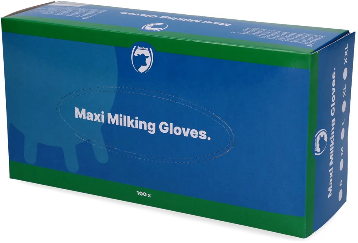 H.A.C. Wegwerp Melkershandschoen poedervrij M de Holland Animal Care en Bleu – photo produit
