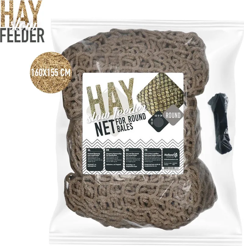 Hay Slowfeeder 160x155 cm – Hooinet paarden - Geschikt voor ronde hooibalen – Tegen stalverveling – Meer dan 1000 kg trekkracht by Holland Animal Care in Enkel net – product photo