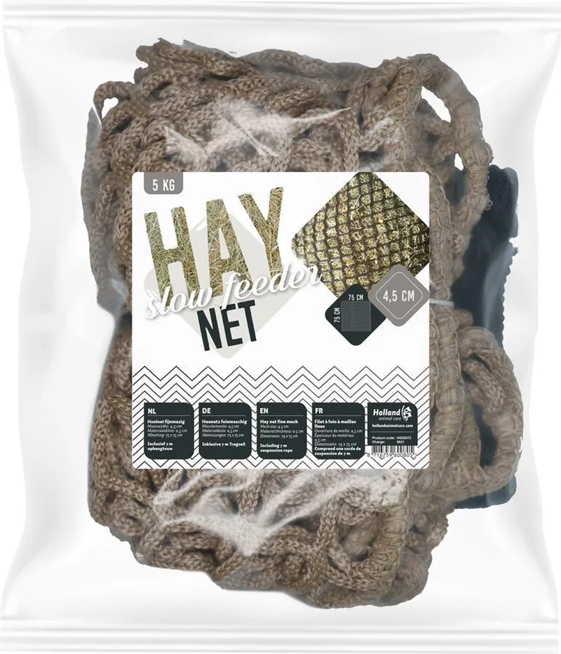 Hay Slowfeeder 75x75 cm – Hooinet paarden - Slowfeeder paarden – Tegen stalverveling – Meer dan 1000 kg trekkracht – Tot 5 kg hooi by Holland Animal Care in Enkel net – product photo
