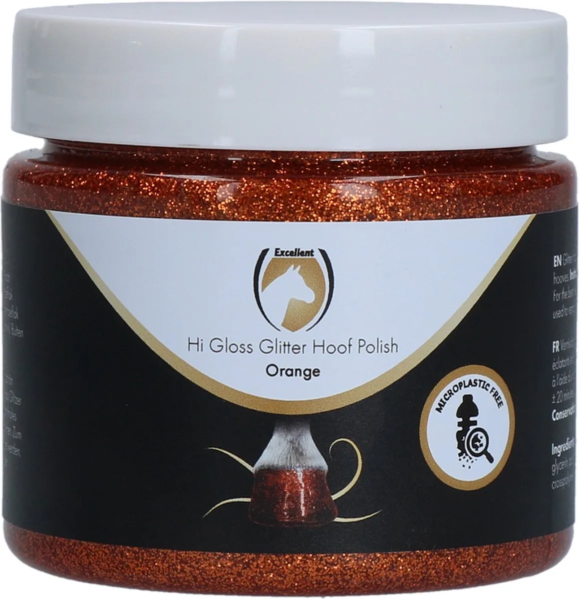 Hi Gloss Glitter Hoeflak - Glitters voor Hoeven - Hoefverzorging - Paard - 150 ml - Hydraterend - Glitters voor Vacht - Boerderijdieren de Holland Animal Care en Orange – photo produit