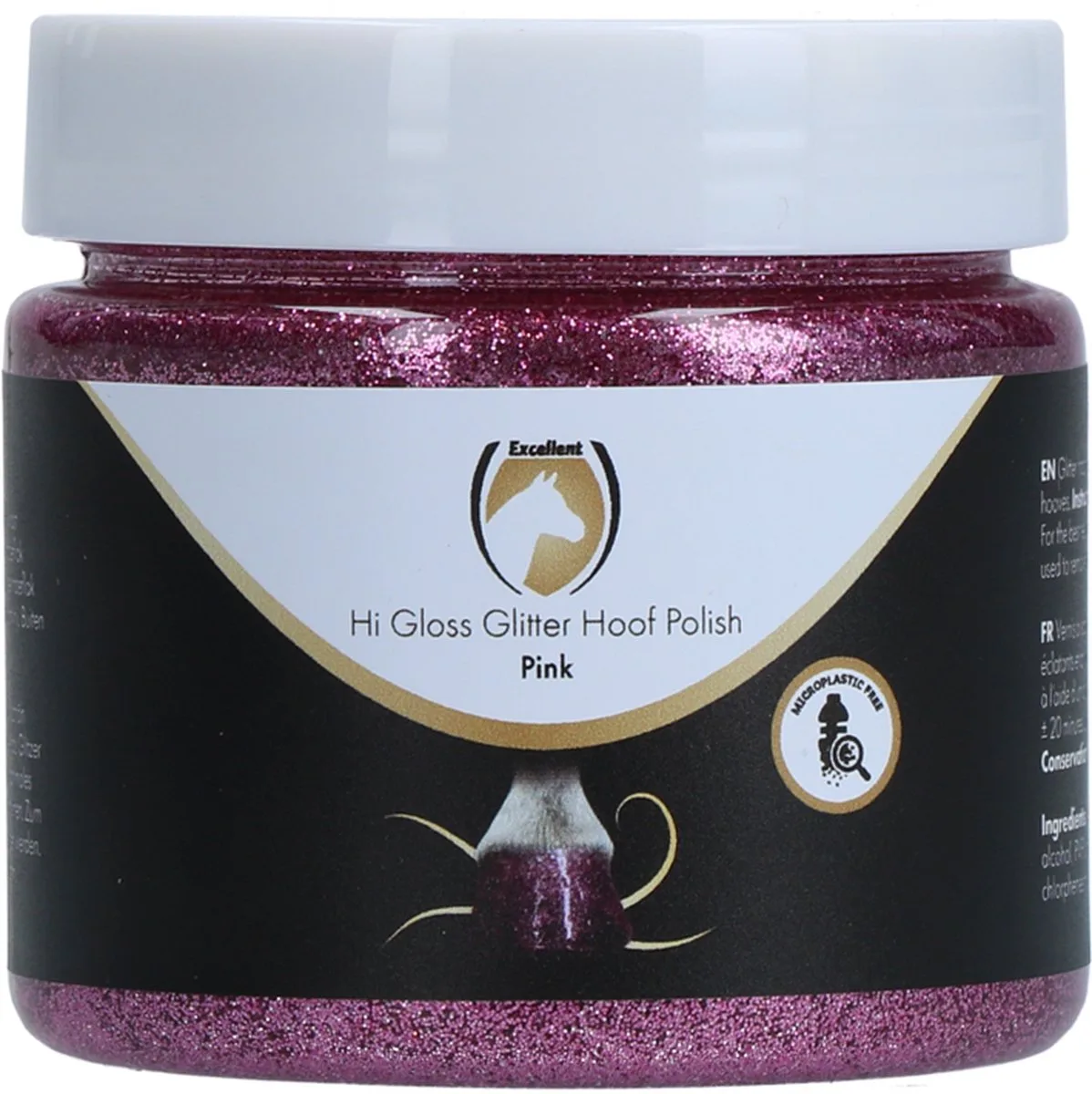 Hi Gloss Glitter Hoeflak - Glitters voor Hoeven - Hoefverzorging - Hydraterend - Eenvoudig Aanbrengen en Verwijderen - Glitters voor Vacht - Inclusief Kwast - Microplastic vrij - 150 ml de Holland Animal Care en Rose – photo produit