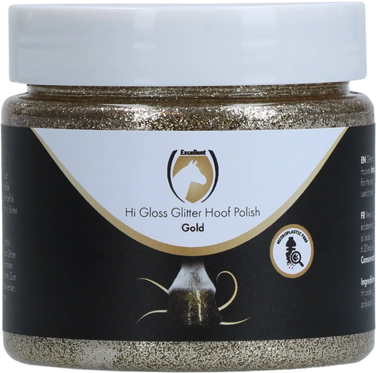 Hi Gloss Glitter Hoeflak - Glitters voor Hoeven - Hoefverzorging - Hydraterend - Eenvoudig Aanbrengen en Verwijderen - Glitters voor Vacht - Inclusief Kwast - Microplastic vrij - 150 ml de Holland Animal Care en Or – photo produit