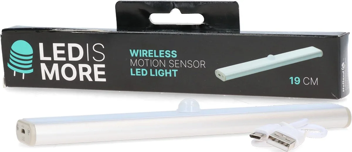 LED is more Led lamp met bewegingssensor – 19cm - Draadloze Led strip met USB oplader – Magnetische ledverlichting de Holland Animal Care en Argent – photo produit