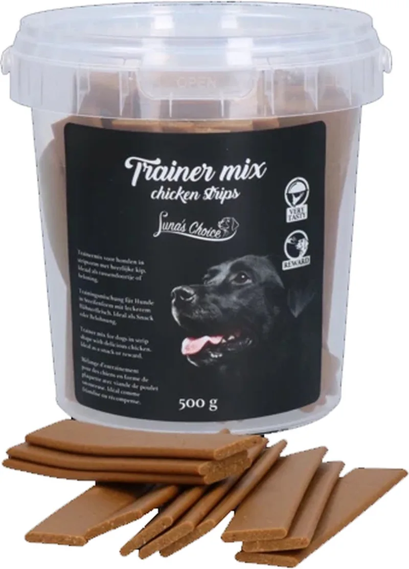 Luna's Choice Trainermix Chicken strips – 500 Gram – Kip - Hondensnack voor bij de training - Hondensnoepjes - Semi-moist by Holland Animal Care – product photo