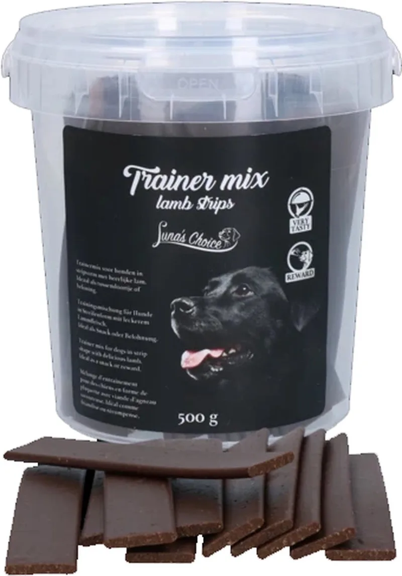 Luna's Choice Trainermix Lamb strips – 500 Gram – Lam - Hondensnack voor bij de training - Hondensnoepjes - Semi-moist by Holland Animal Care – product photo