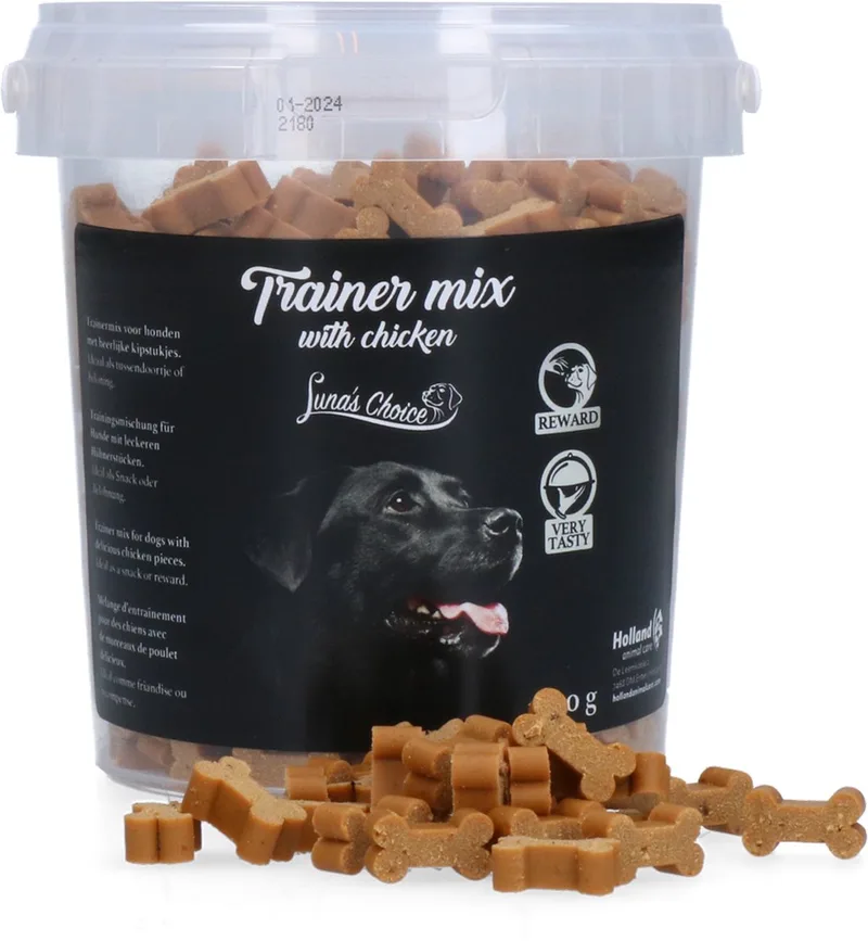 Luna’s Choice Trainermix Kipstukjes – 350 Stuks - 400 Gram - Hondensnacks training - Hondenkoekjes - Hondensnoepjes – Zacht – Geen toegevoegde suikers de Holland Animal Care – photo produit