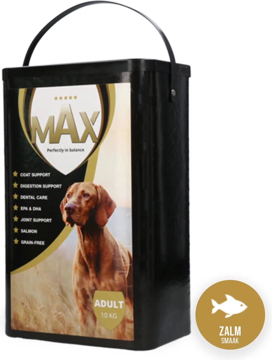 Max Adult - Super Premium Plus voeding – Dierenvoeding met Omega vetzuren, Vitaminen en Mineralen – Bevat Dog Mobility - Optimaliseert de spijsvertering – Verzorgt de tanden en voorkomt een slechte adem – Geschikt voor elke hond - 10 kg de Holland Animal Care – photo produit