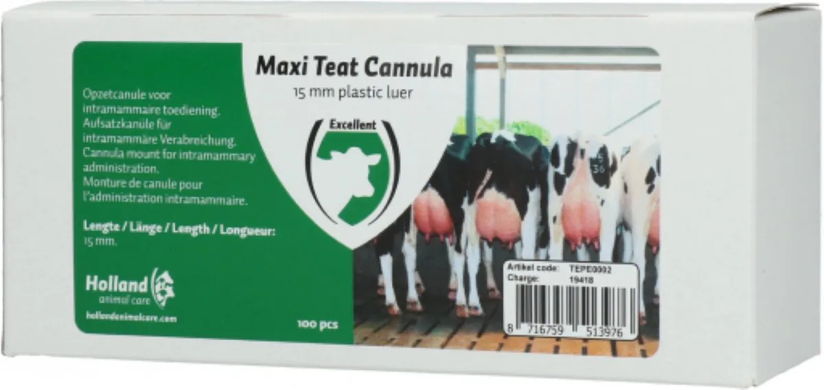 Maxi Teat cannula - 15 mm - plastic luer de Holland Animal Care en Blanc – photo produit