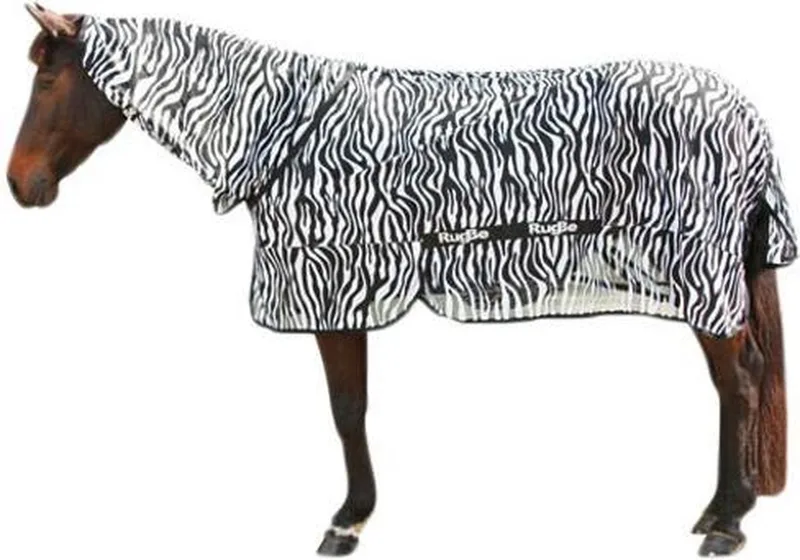 Vliegendeken voor Paarden met nekdeel - 145-195 by Holland Animal Care in Zebra – product photo