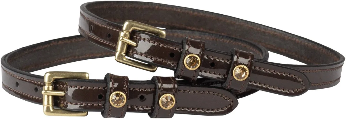 Dubbel leren verniste sporenriem met diamant HORKA (x2) van Horka in Bruin, Goud – productfoto