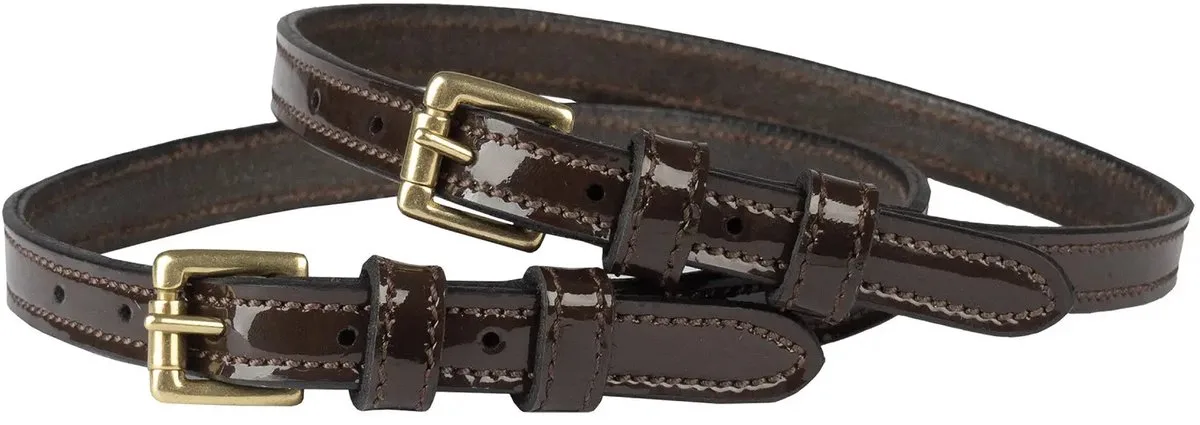 Dubbele leren laarzenriem voor paard met glansafwerking HORKA (x2) de Horka en Marron, Or – photo produit