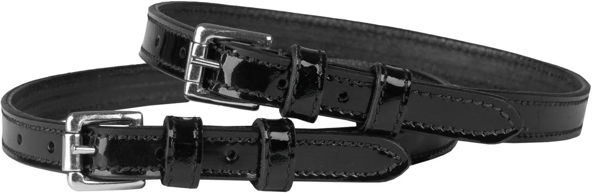 Dubbele leren laarzenriem voor paard met glansafwerking HORKA (x2) van Horka in Zwart, Zilver – productfoto