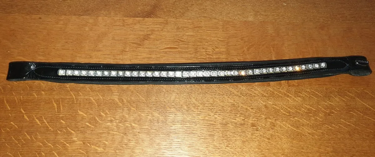 frontriem Croco Lak met steentjes - zwart - full by Horka in Zwart lak – product photo