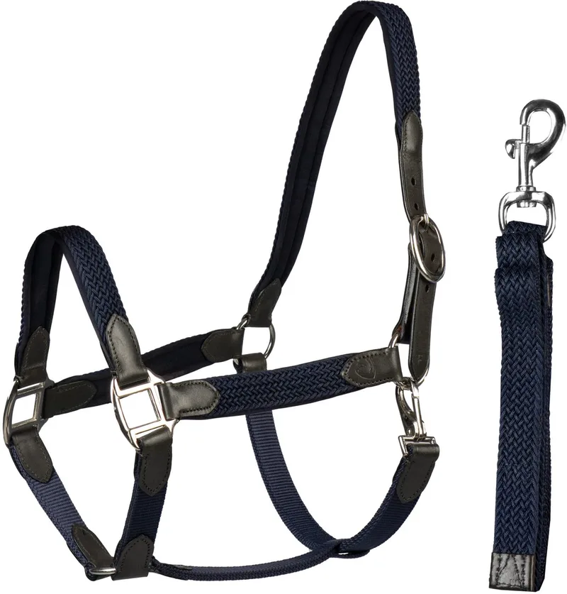 Halster Set Leer Met Gevlochten Nylon | Pony de Horka en Marron, Bleu – photo produit