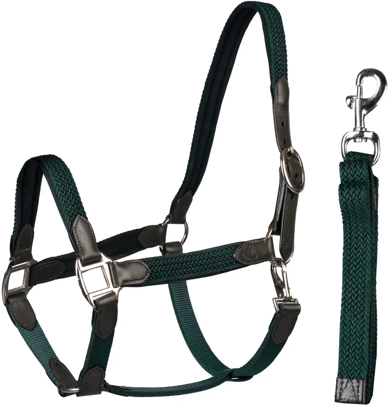 Halster Set Leer Met Gevlochten Nylon | Pony de Horka en Marron, Vert – photo produit