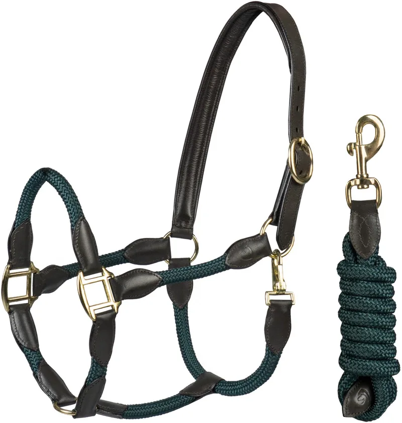 Halster Set Leer Met Touw de Horka en Marron, Vert – photo produit