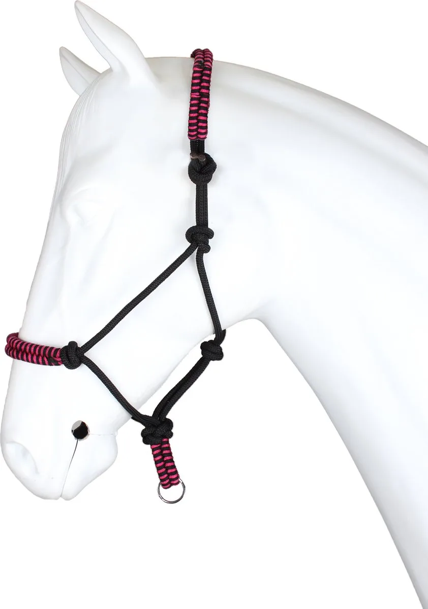 Knoophalster maat pony met touw 2m musketon haak de Horka en Rose – photo produit