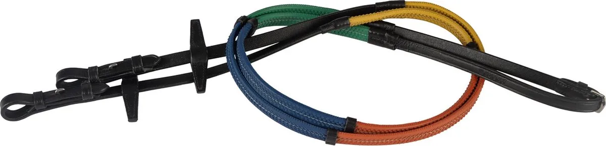rubberen trainingsteugels met kleur - maat pony de Horka en Multicolore – photo produit