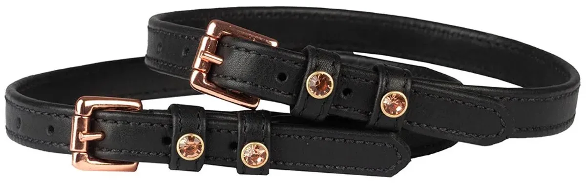 Sporenriempjes Diamant Dubbelleer Black/Rose van Horka in Zwart, Rose – productfoto