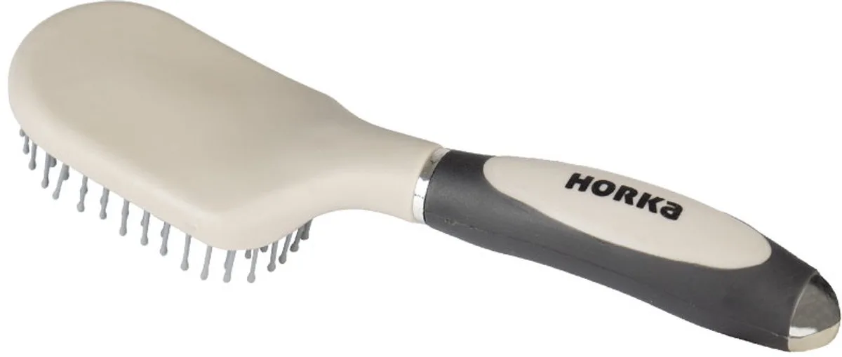 Staart En Manenborstel Soft Grip Beige/Zwart - One size van Horka in Beige – productfoto