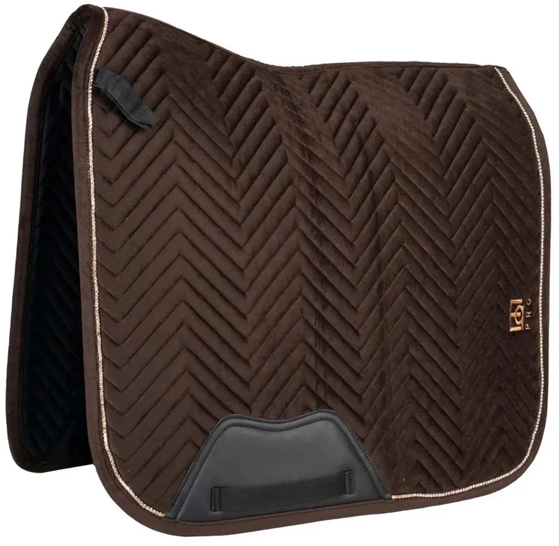 Velvet Dressuur Zadeldekje Bruin Cob de Horka en Dark Chocolate – photo produit