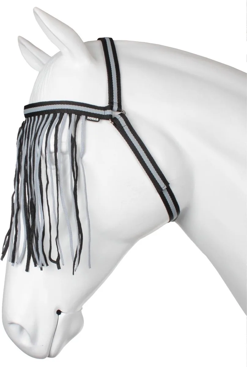 Vliegenfrondeel Keelriem 43 Cm Polyester Zwart/grijs de Horka – photo produit