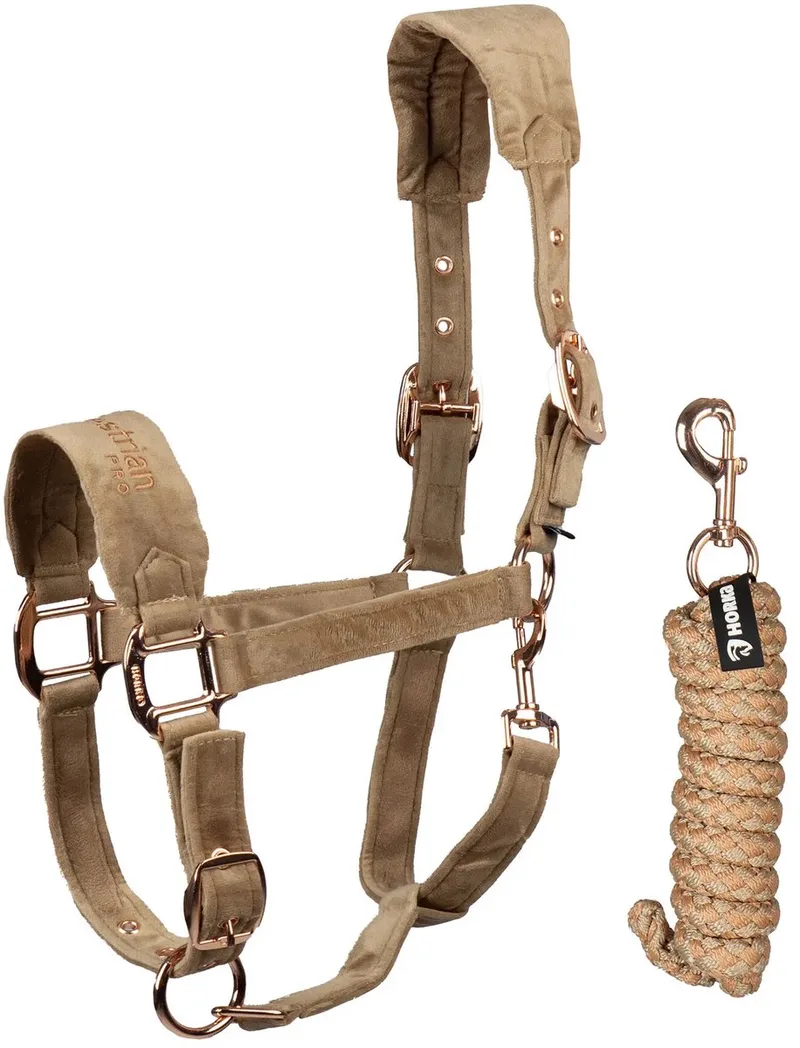 Zacht fluwelen hoofdstel en longe voor paarden HORKA de Horka en Mokka – photo produit
