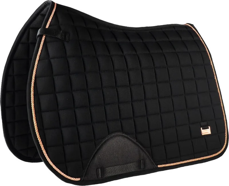 Zadeldek Deluxe Zwart/Rosegoud - PONY VZ de Horka en Noir – photo produit