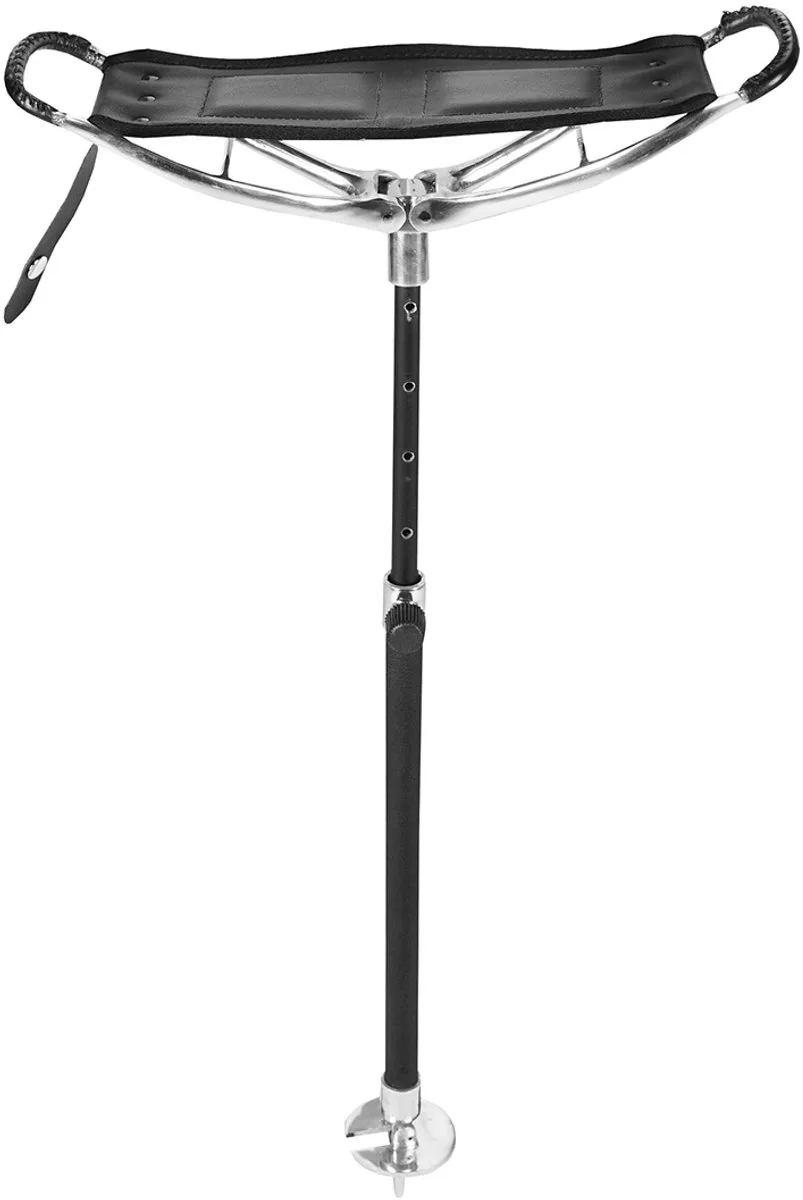 Zitstok - Aluminium met Leren Zit - Hoogte: 56 tot 74 cm van Horka in Zwart – productfoto
