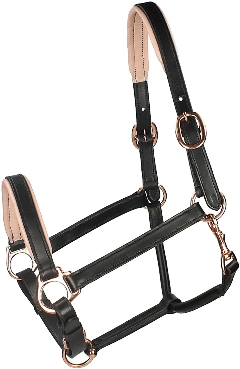 Halster Horsegear Rosegold Leer von Horsegear in Zwart-goud – Produktfoto