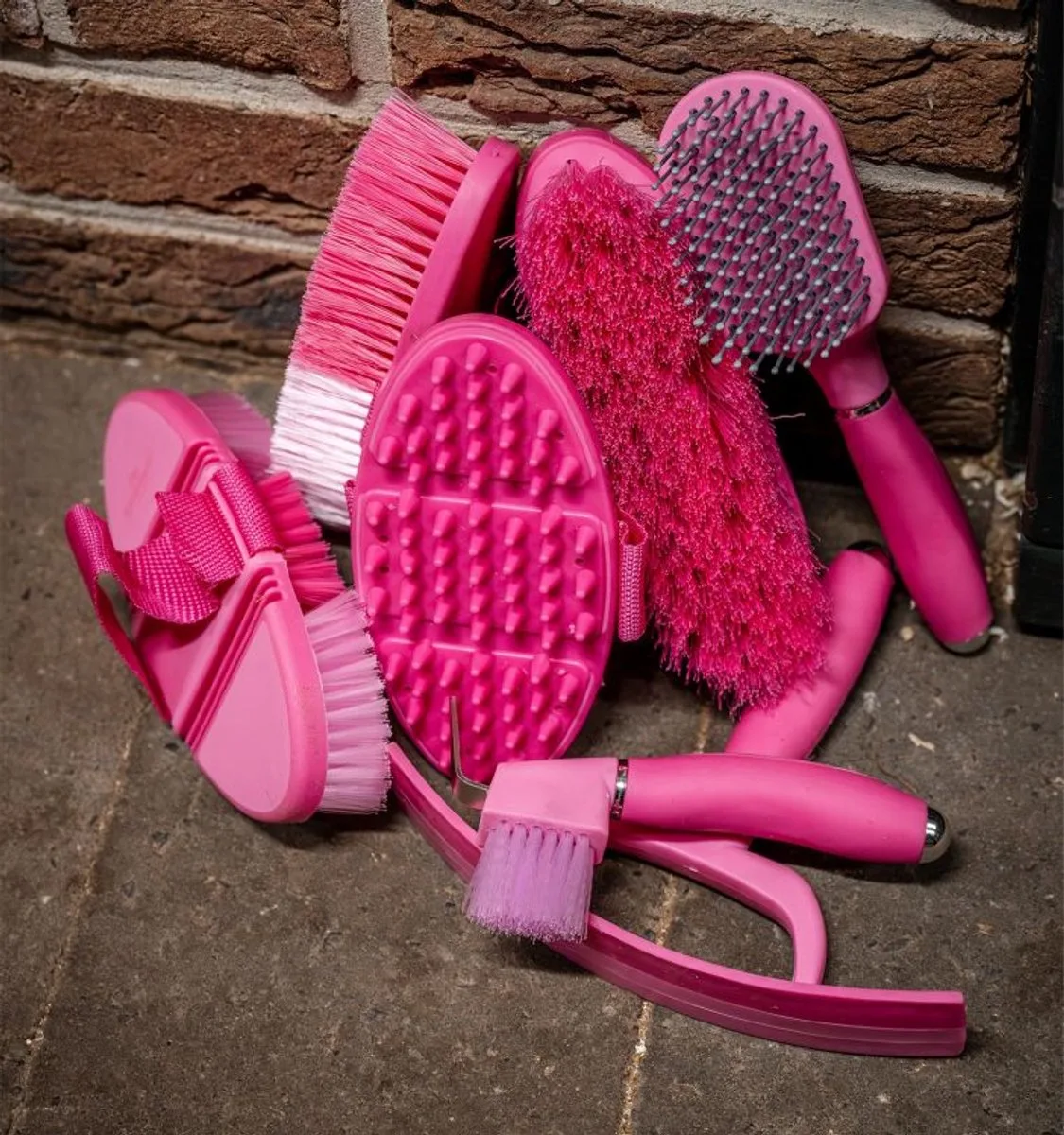 Newmarket Grooming Borstelset de Horseware en Fuchsia – photo produit