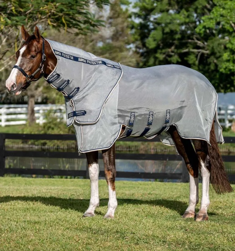 Rambo Protector Fieldsafe Plus Disc Vliegendeken 190 by Horseware in Dark blue, Silver – product photo