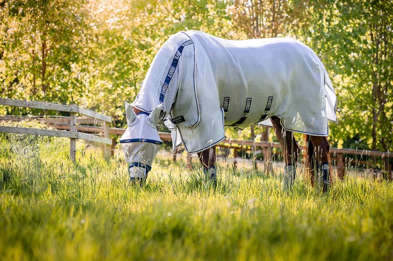 Vliegendeken Horseware Rambo Protector Met Hals - 160/213 by Horseware in Zilver-blauw – product photo