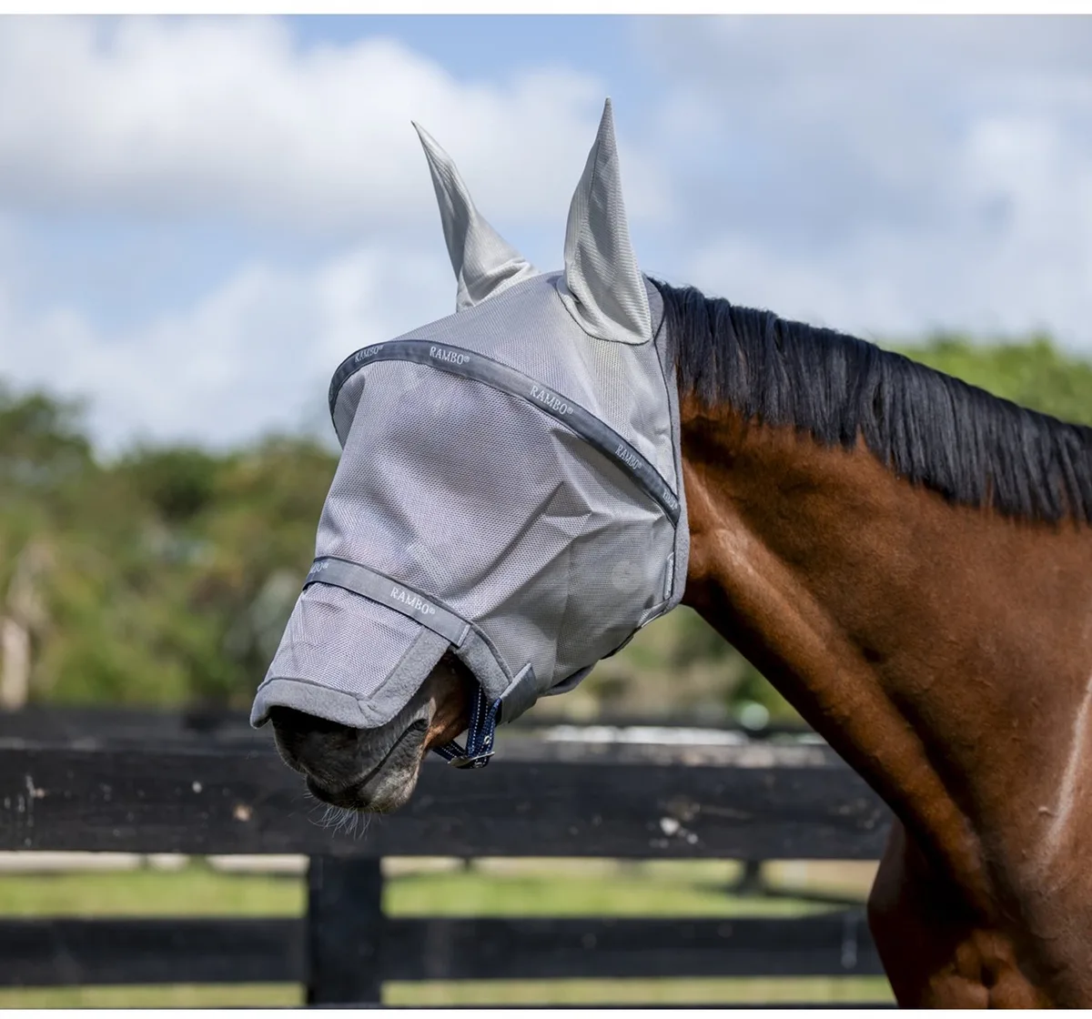 Vliegenmasker Horseware Rambo Plus Grijs - FULL de Horseware – photo produit