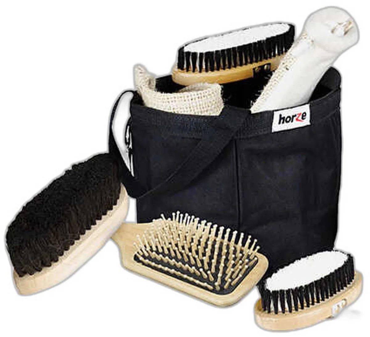 Houten verzorgingstas voor paarden en gereedschapsset Horze de Horze en Noir – photo produit