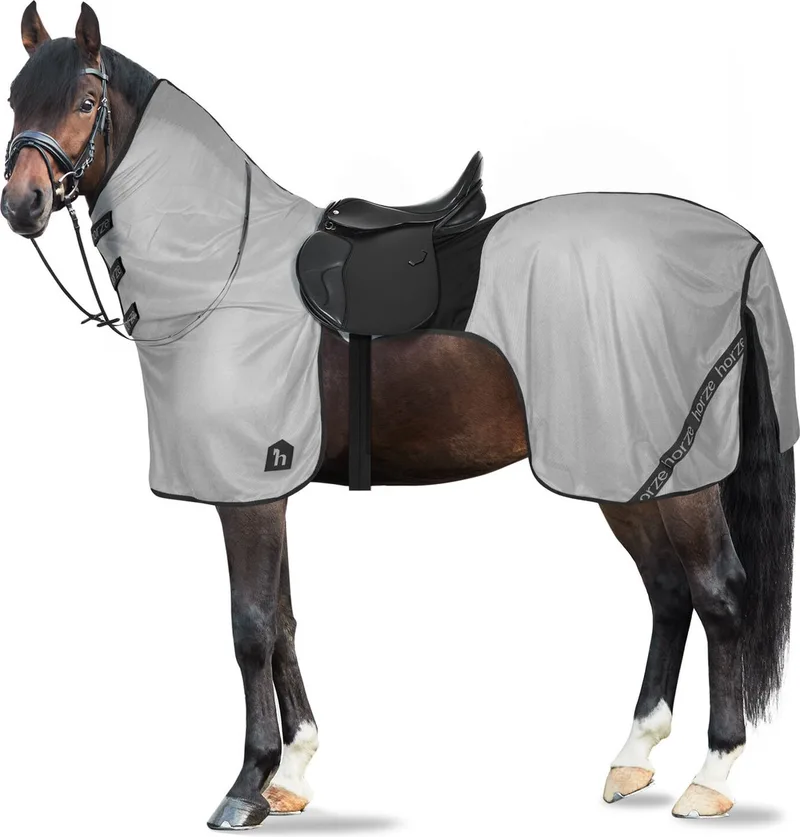 Paso Fino rij-vliegendeken met afneembare hals en UV bescherming de Horze en Titanium Grey – photo produit