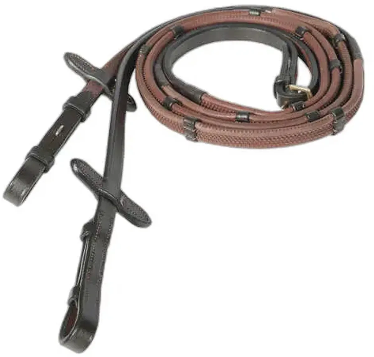 Rubberen teugels met stoppers Horze Fine Prise de Horze en Amberbruin – photo produit