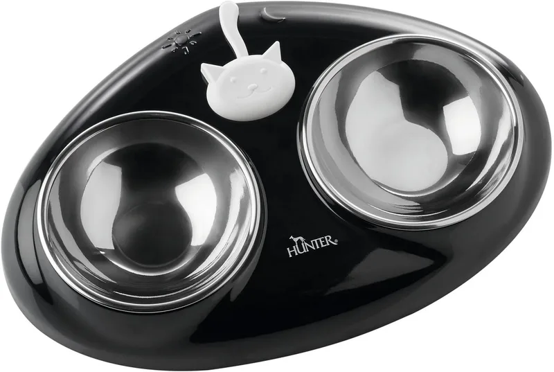 Dubbele Voerbak Kat Moulins 2 x 150 ml de Hunter en Noir – photo produit